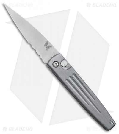 Vintage Benchmade 1000S Auto Spike Automatic Knife Pewter (3.6" Satin Serr)