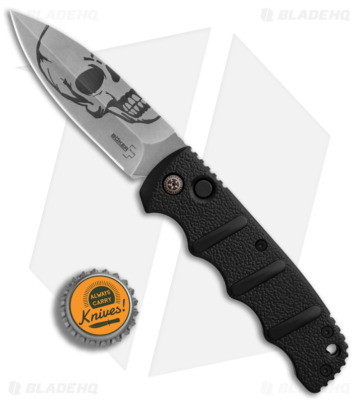 Boker Skull Kalashnikov Dagger Automatic Knife (3.25" Stonewash D2)