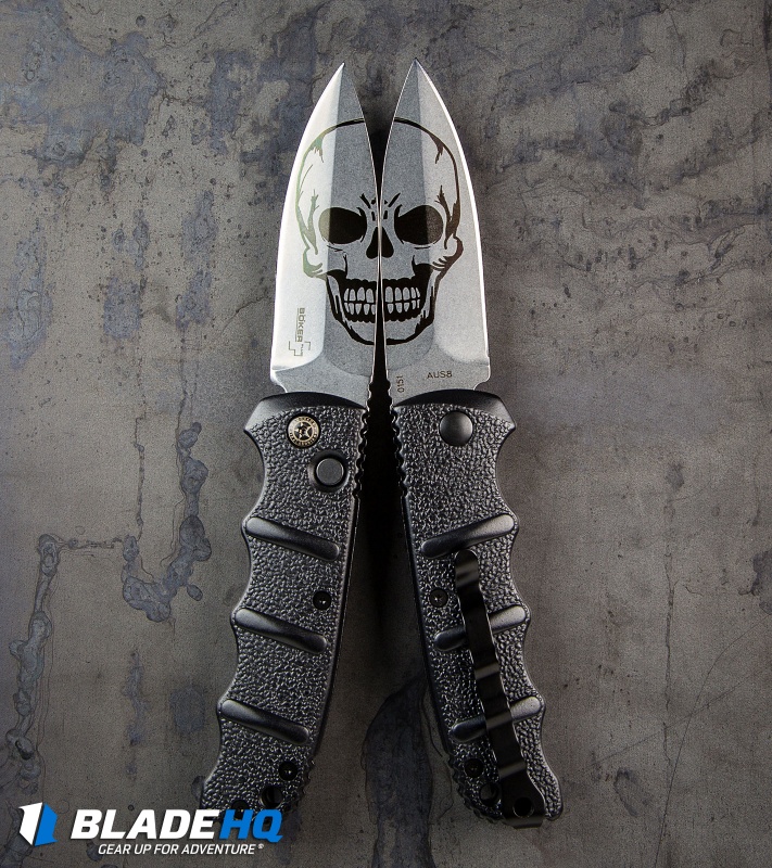 Boker Skull Kalashnikov Dagger Automatic Knife (3.25" Stonewash D2)
