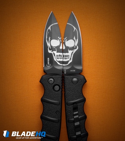 Boker Skull Kalashnikov Dagger Automatic Knife (3.25" Black D2)