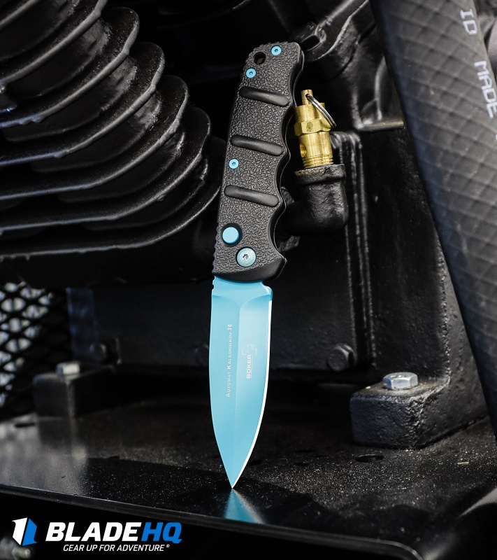 Boker Blue Scorpion Kalashnikov Dagger Automatic Knife (3.25" Electric Blue D2)