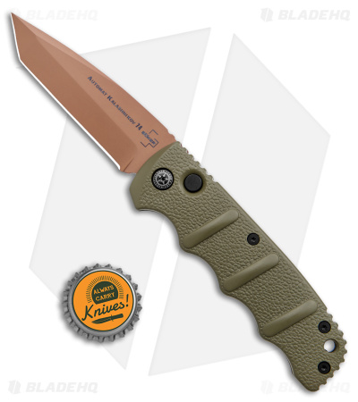 Boker Desert Warrior Kalashnikov Tanto Automatic Knife Green (3.25" D2 Copper)