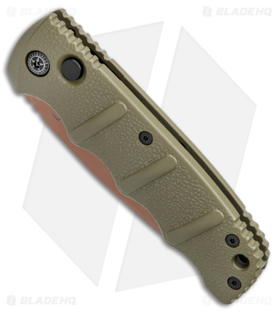 Boker Desert Warrior Kalashnikov Tanto Automatic Knife Green (3.25" D2 Copper)