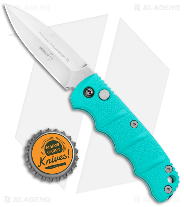 Boker Mini Kalashnikov Dagger Automatic Knife Tyranny Teal (2.5" Stonewash)