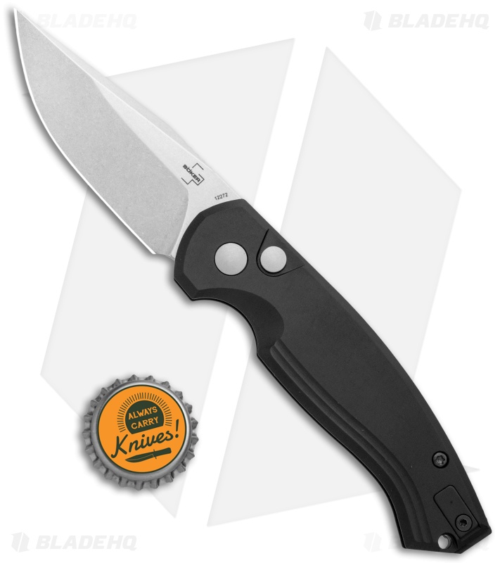 Boker Plus Vox Karakurt Automatic Knife Black Aluminum (3" Stonewash) 01BO363