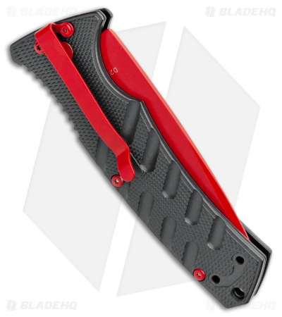 Boker Black Widow Strike Drop Point Automatic Knife Black (3.25" Red D2)