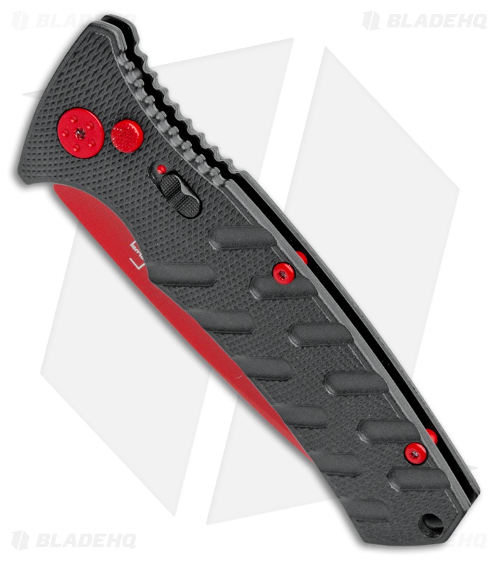 Boker Black Widow Strike Drop Point Automatic Knife Black (3.25" Red D2)