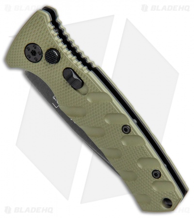 Boker Mini Strike Automatic Knife OD Green Aluminum (2.6" Smokewash D2)