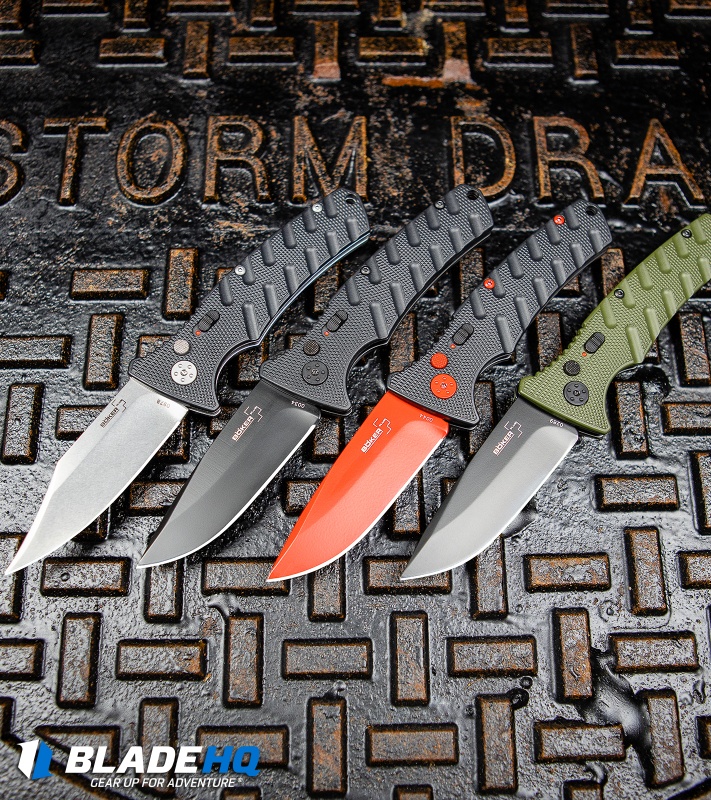 Boker Plus Strike Bowie Automatic Knife Black (3.25" Stonewash D2)