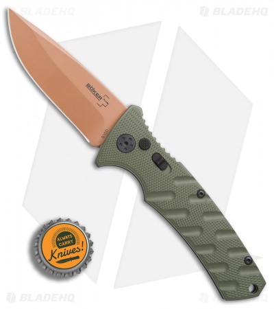 Boker Strike Desert Warrior Automatic Knife OD Green (3.25" D2 Copper)