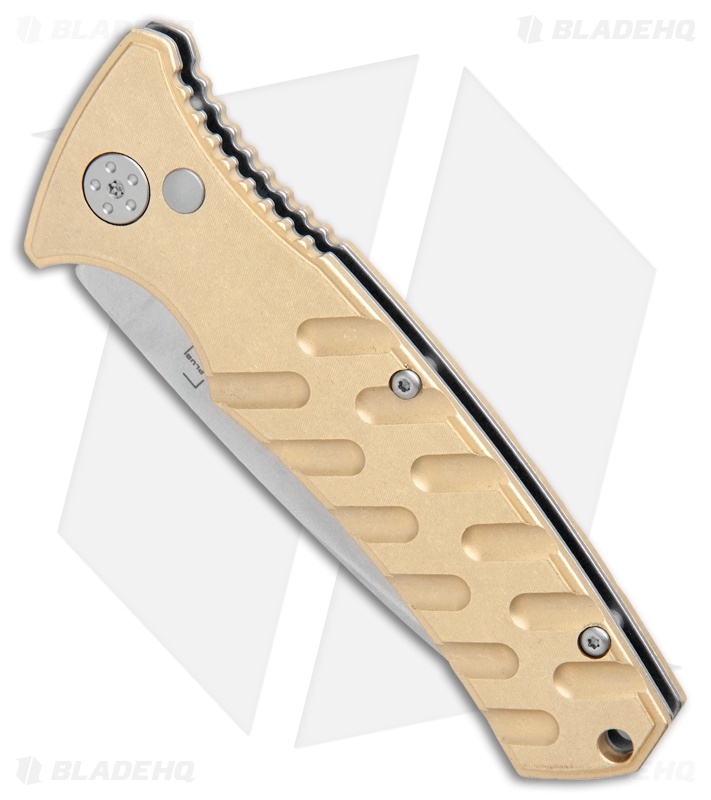 Boker Plus Strike Brass Automatic Knife (3.25" Stonewash)