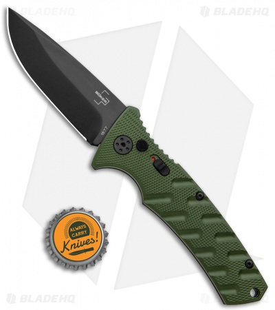 Boker Plus Strike Drop Point Automatic Knife OD Green (3.25" Black D2)