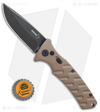 Boker Plus Strike Drop Point Automatic Knife Coyote Brown (3.25" Black SW)