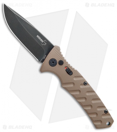 Boker Plus Strike Drop Point Automatic Knife Coyote Brown (3.25" Black SW)