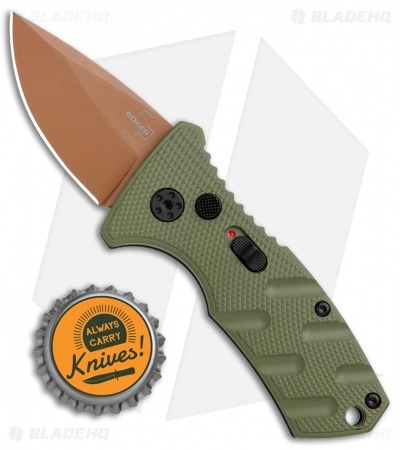Boker Stubby Strike Desert Warrior CA Legal Auto Knife OD Green (1.9" Copper)