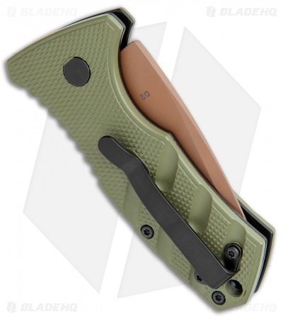 Boker Stubby Strike Desert Warrior CA Legal Auto Knife OD Green (1.9" Copper)