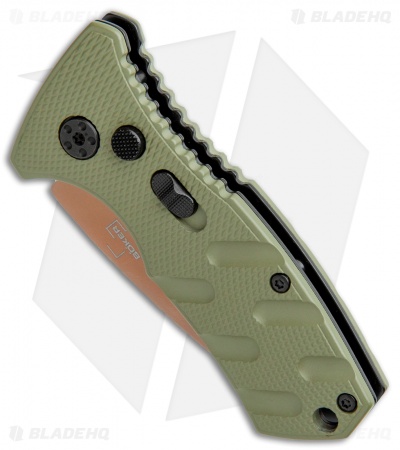 Boker Stubby Strike Desert Warrior CA Legal Auto Knife OD Green (1.9" Copper)