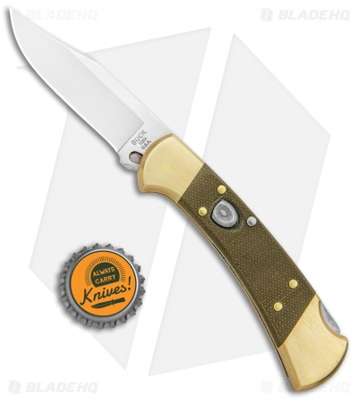 Buck 112 Exclusive Automatic Knife  Green Micarta/Brass (3" Satin)