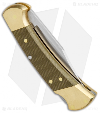 Buck 112 Exclusive Automatic Knife  Green Micarta/Brass (3" Satin)