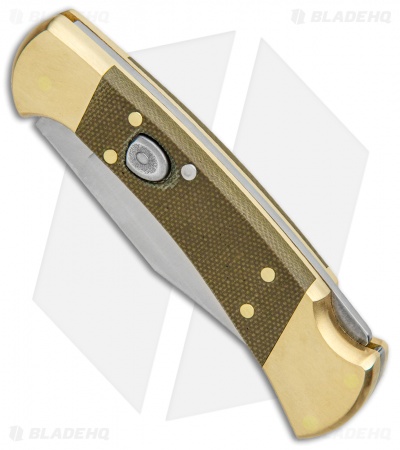 Buck 112 Exclusive Automatic Knife  Green Micarta/Brass (3" Satin)