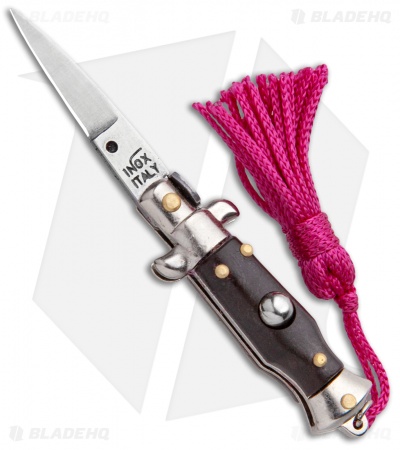 SKM  Italian Stiletto Keychain Automatic Knife Brown/Pink (1.125" Satin)