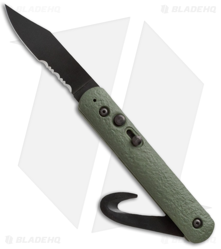 Colonial Auto Rescue Military Knife Strap Cutter Green (3" Black) M-726SC