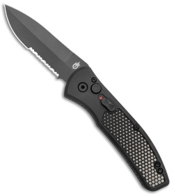 Gerber Empower Automatic Knife Black Armor Grip Serrated (3.25" Black) *DISC*