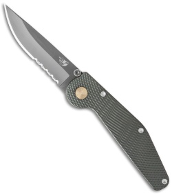 GT Knives Police Automatic Knife Green (3.625" Gray Serr) GT112