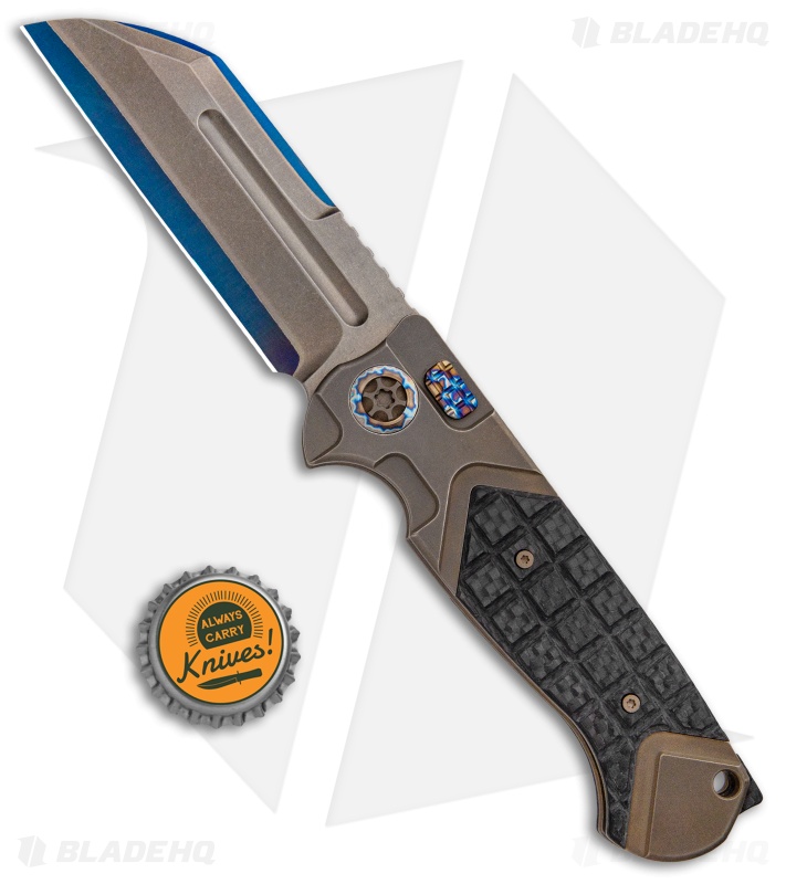 Heretic Knives ADV Butcher Automatic Knife Bronze/Flamed Hardware (4" San Mai)