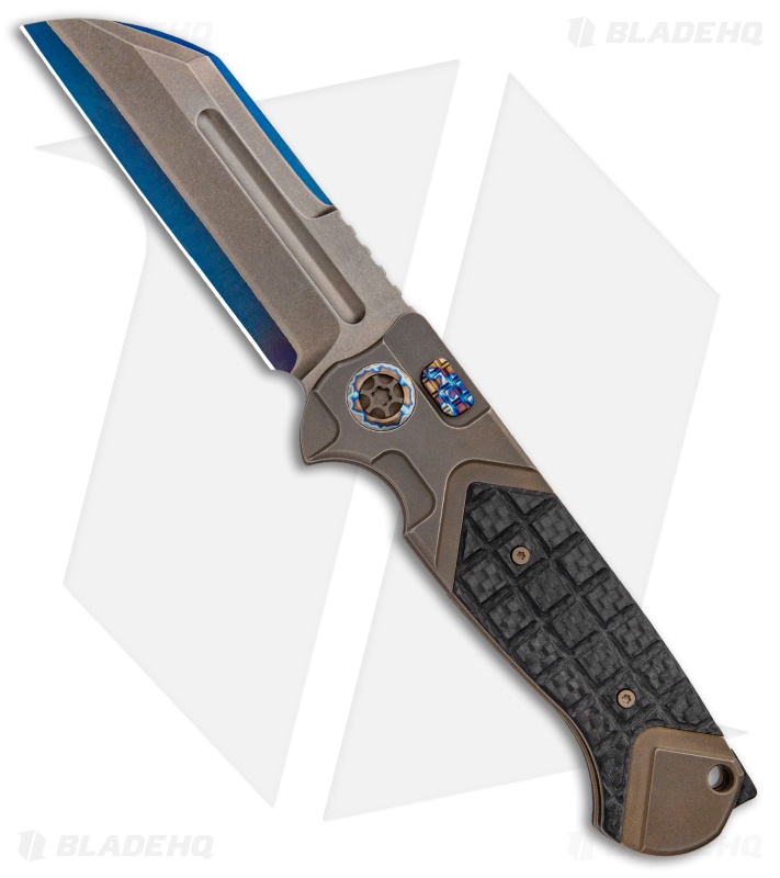 Heretic Knives ADV Butcher Automatic Knife Bronze/Flamed Hardware (4" San Mai)