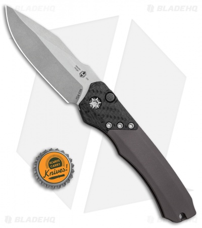 Heretic Knives Wraith Automatic Knife CF/Gray Aluminum (3.6" Battle Worn)