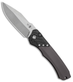 Heretic Knives Wraith Automatic Knife CF/Gray Aluminum (3.6" Battle Worn)