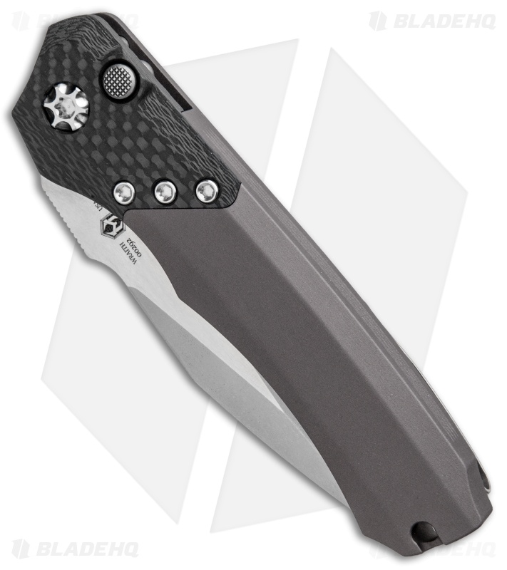 Heretic Knives Wraith Automatic Knife CF/Gray Aluminum (3.6" Stonewash)