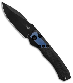 Heretic Knives Wraith Automatic Knife Carbon Fiber/Blue Titanium (3.6" Black)