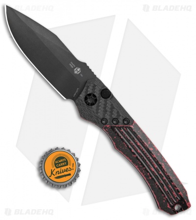 Heretic Knives Wraith Auto Knife Carbon Fiber/Aluminum Red Dist (3.6" Black)