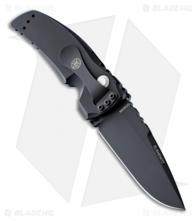 Hogue Knives EX-A01 Automatic Knife Drop Point Black Aluminum (3.5" Black)