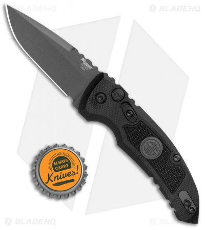 Hogue Knives A01 Microswitch Auto Knife Sig Medallion Drop Point (2.6" Black)