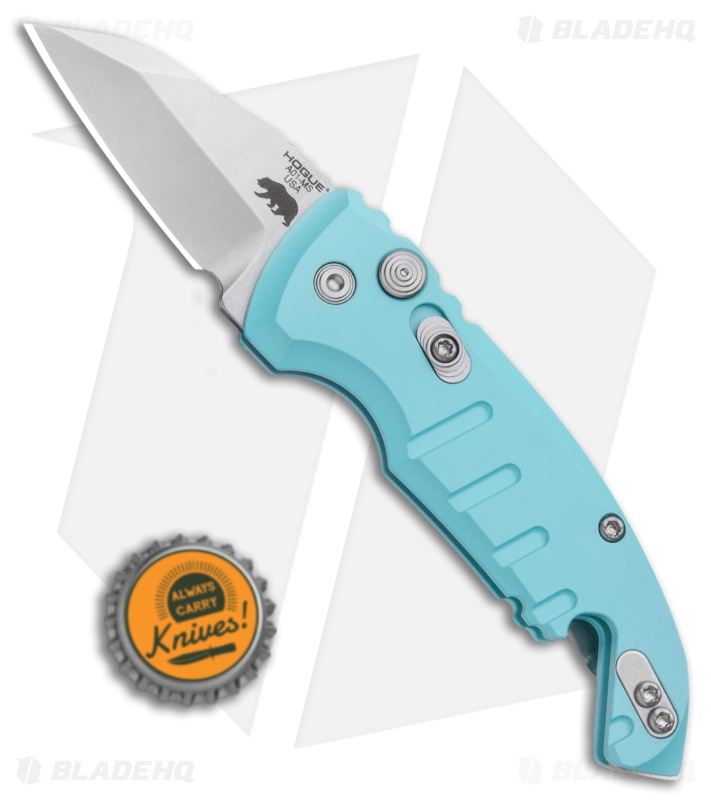 Hogue Knives CA Legal A01 Microswitch Wharncliffe Automatic Knife Aqua (1.8" SW)
