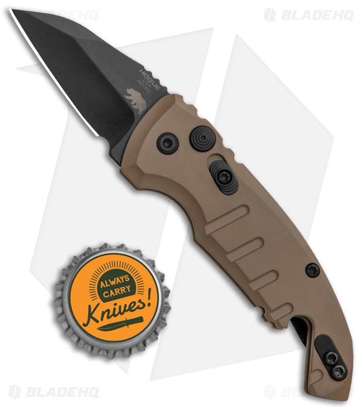 Hogue Knives CA Legal A01 Microswitch Wharncliffe Auto Knife FDE (1.8" Black)
