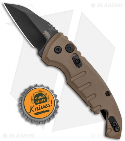 Hogue Knives CA Legal A01 Microswitch Wharncliffe Auto Knife FDE (1.8" Black)