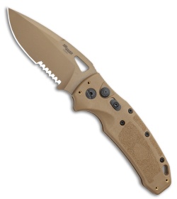 Hogue SIG K320A Automatic Knife Coyote Polymer Drop Point (3.5&quot; Tan  Serr) | 128518