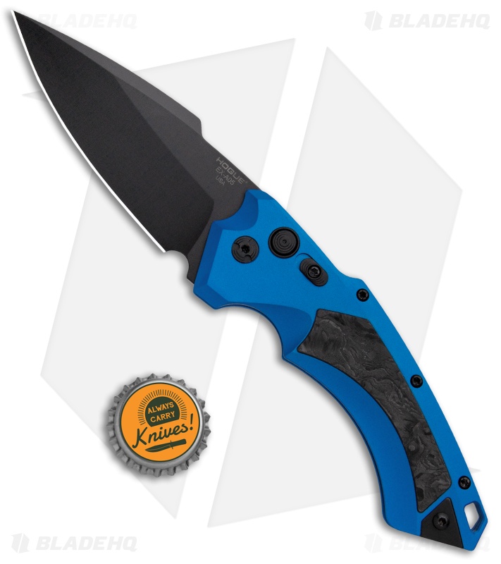 Hogue Knives EX-A05 Spear Point Auto Knife Blue/Marble CF (4" Black) Exclusive