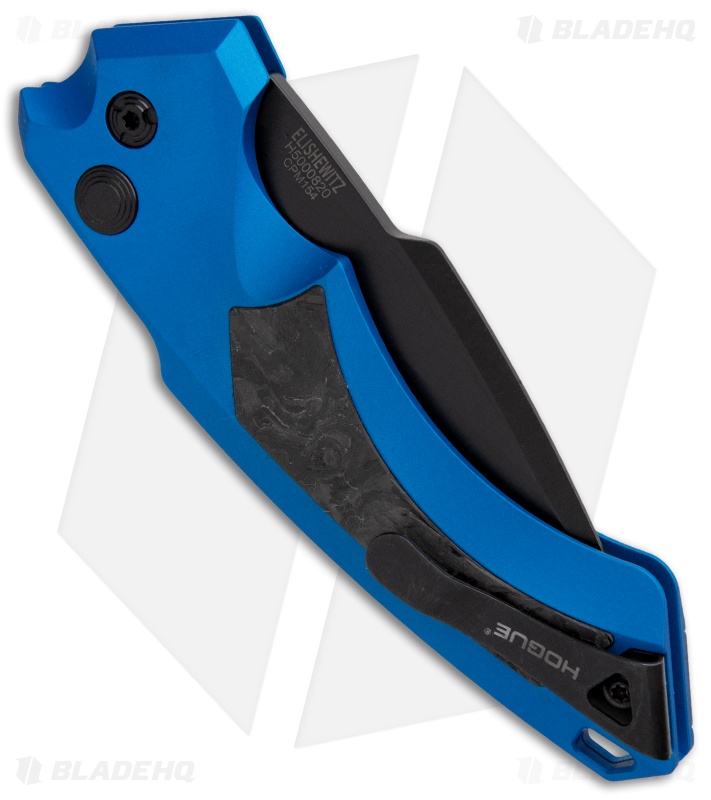 Hogue Knives EX-A05 Spear Point Auto Knife Blue/Marble CF (4" Black) Exclusive