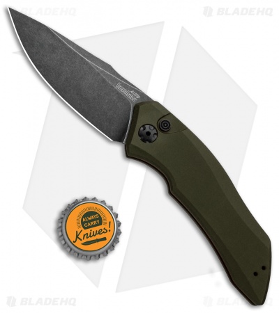 Kershaw Launch 1 Automatic Knife Olive Green Aluminum (3.4" BlackWash) 7100OLBW