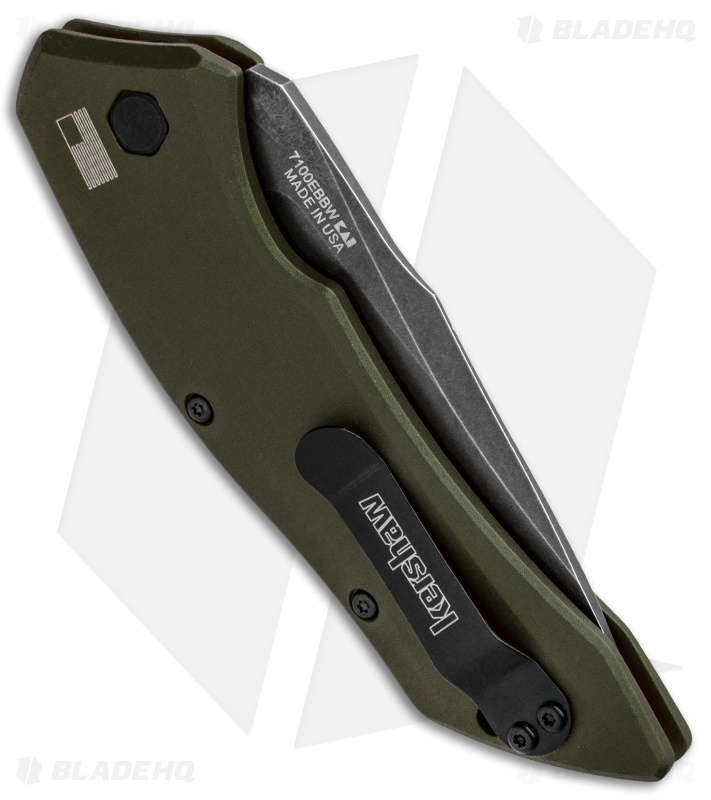 Kershaw Launch 1 Automatic Knife Olive Green Aluminum (3.4" BlackWash) 7100OLBW