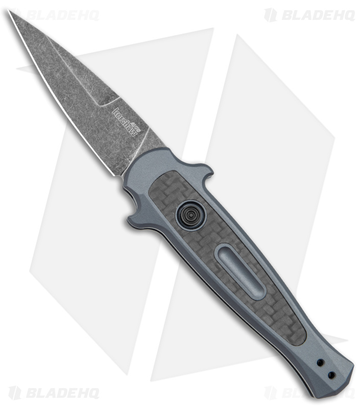Kershaw Launch 12 Mini Stiletto Automatic Knife Gray/CF (2.5" Black Stonewash)