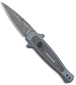 Kershaw Launch 12 Mini Stiletto Automatic Knife Gray/CF (2.5" Black Stonewash) 