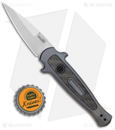 Kershaw Launch 12 Mini Stiletto Automatic Knife Gray/CF (2.5" Stonewash) 7125GRY