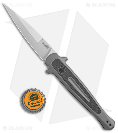 Kershaw Launch 8 Stiletto Automatic Knife Gray/CF (3.5" Stonewash) 7150