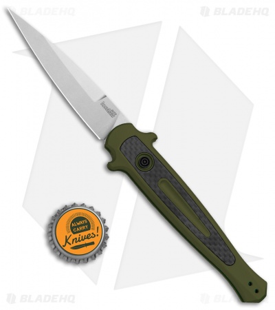 Kershaw Launch 8 Stiletto Automatic Knife Green/CF (3.5" Stonewash) 